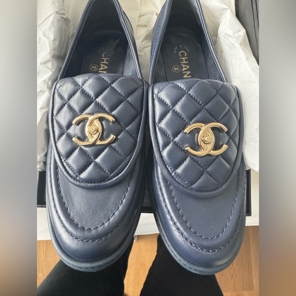 Chanel navy loafers